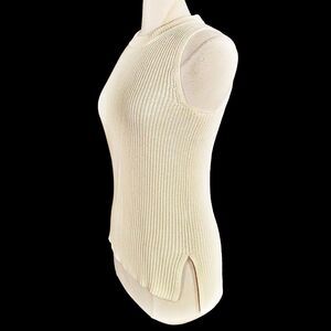 J Crew Womens Size S Sleeveless Ribbed High Low Tunic Sweater Ivory Minimalist